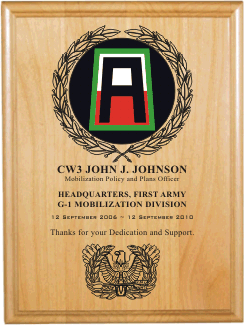 9 X 12 Combination Color and Laser Alder Wood Plaque