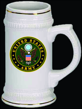 18 oz Ceramic Stein with Gold Trim