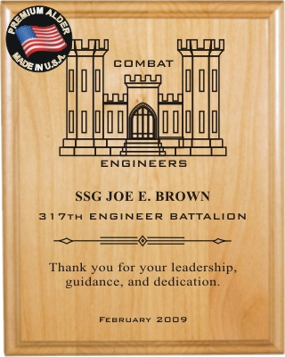 Made in the USA Alder Wood Laser Plaque