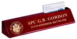 10 IN ROSEWOOD DESK WEDGE WITH CARD HOLDER