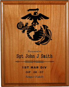 Sample of USMC laser plaque